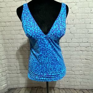 Title Nine blue spotted tankini swim top